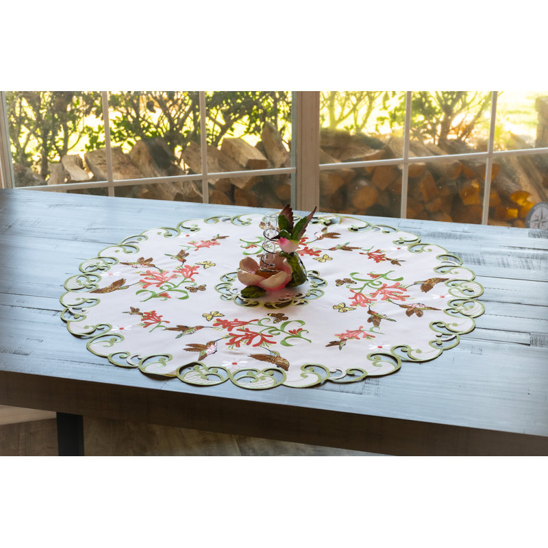 Decorative Round Table Topper With Hummingbirds (34" Round)