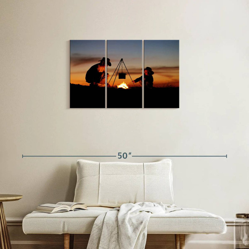 Father And Son Camping, 20" H x 33" W