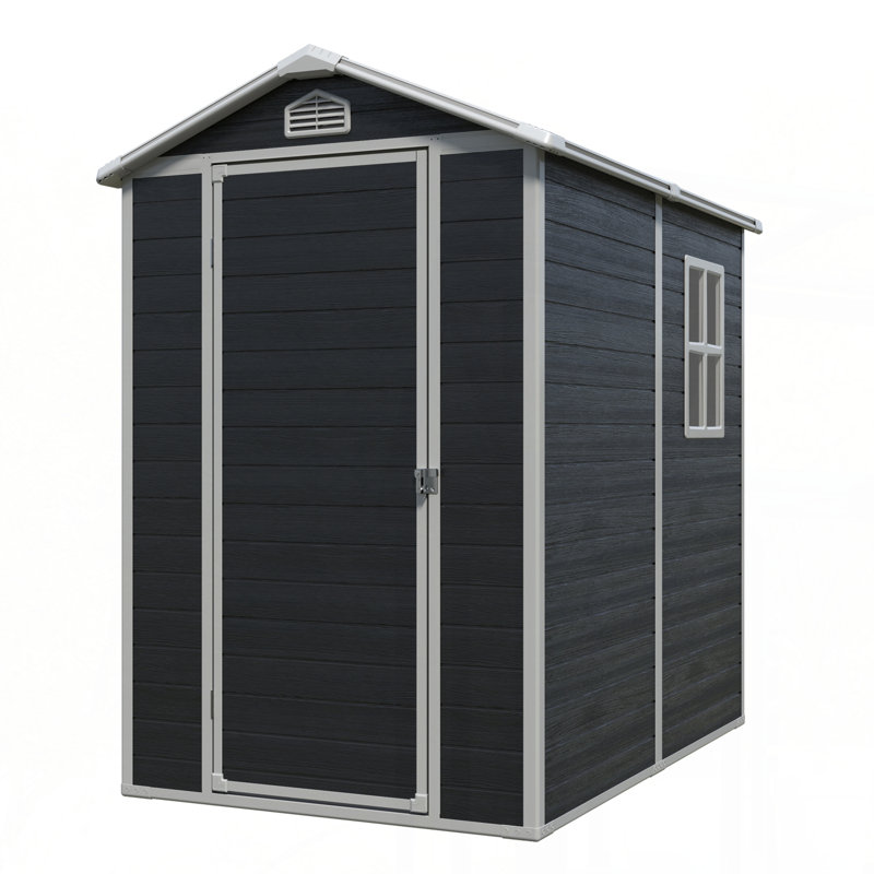 Remise de rangement extérieure en plastique avec plancher, Noir