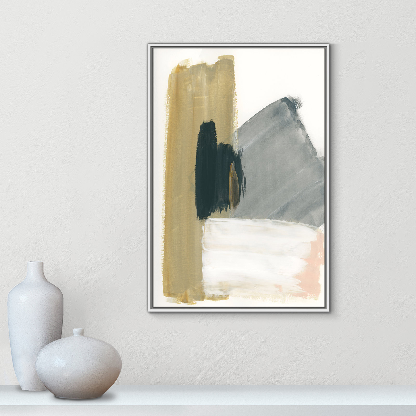 Herma "Marble Block Symmetry II" Print, 37.5" H x 25.5" W x 2" D, White Framed