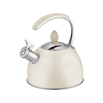 Buckingham Cream Whistling Stovetop Kettle Stainless Steel Induction Compatible 2 Litres