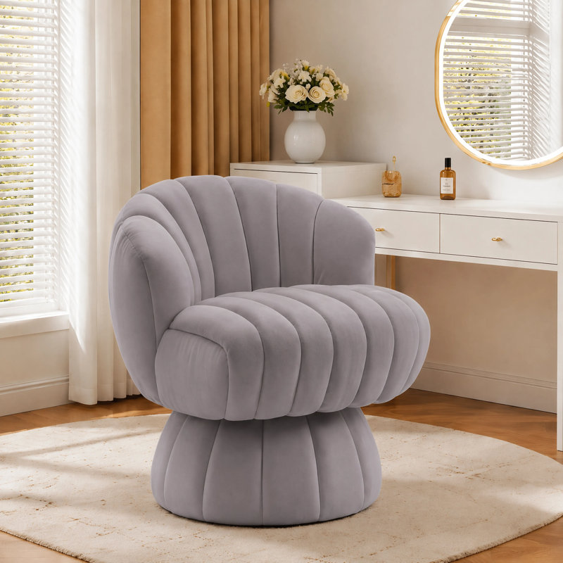 Fauteuil de coiffeuse rembourré pivotant, Velours gris velours