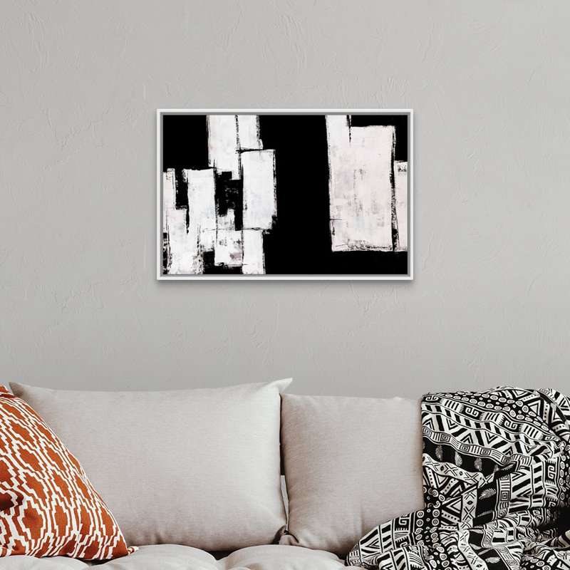 « Break Down » par Brent Abe-impression d’art graphique sur toile, Cadre flottant blanc, H 22 po x l 32 po x P 1,75po