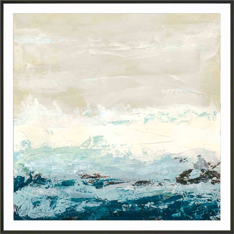 «Coastal C Courants I» par June Erica Vess - peinture encadrée, H 40,09 po x l 40,09 po x P 1,1 po, Noir