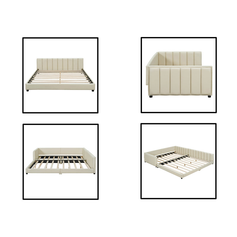 Lit pour mère et enfant (grand lit et lit simple TG), Beige