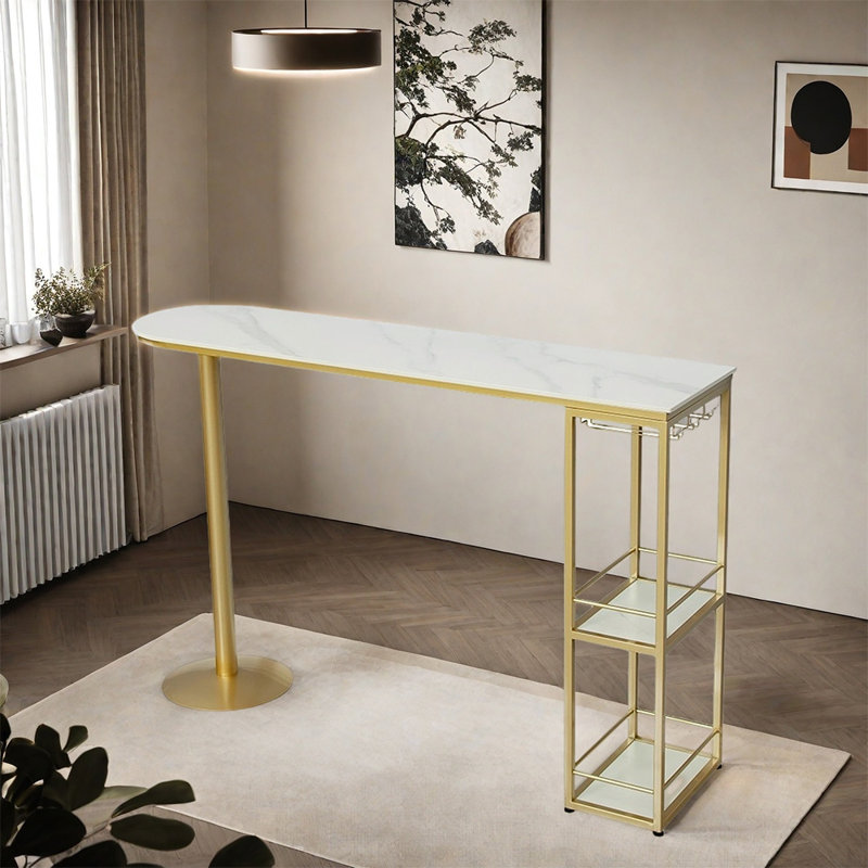Comptoir de bar simple de style luxueux, H 41,3 po x L 62,9 po x l 15,7 po