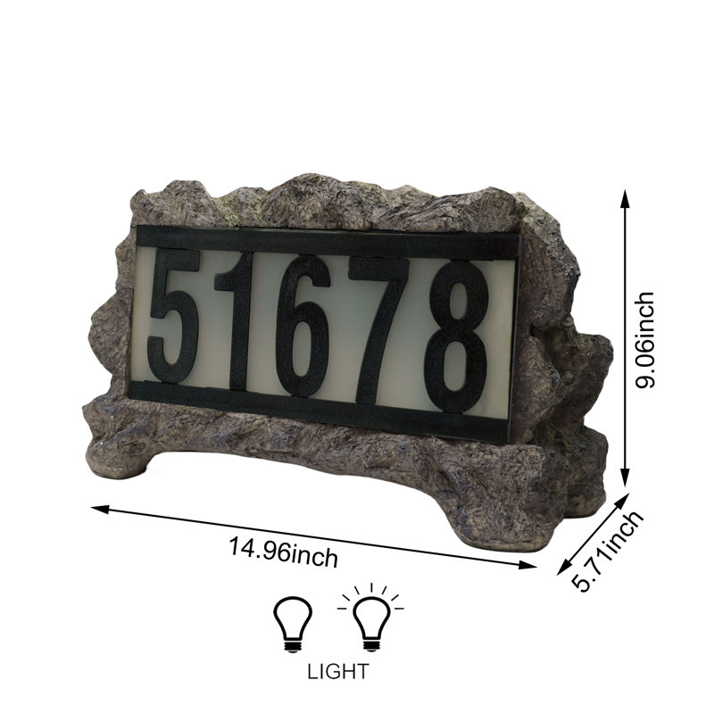 Solar Powered House Address Sign for Lawn Garden