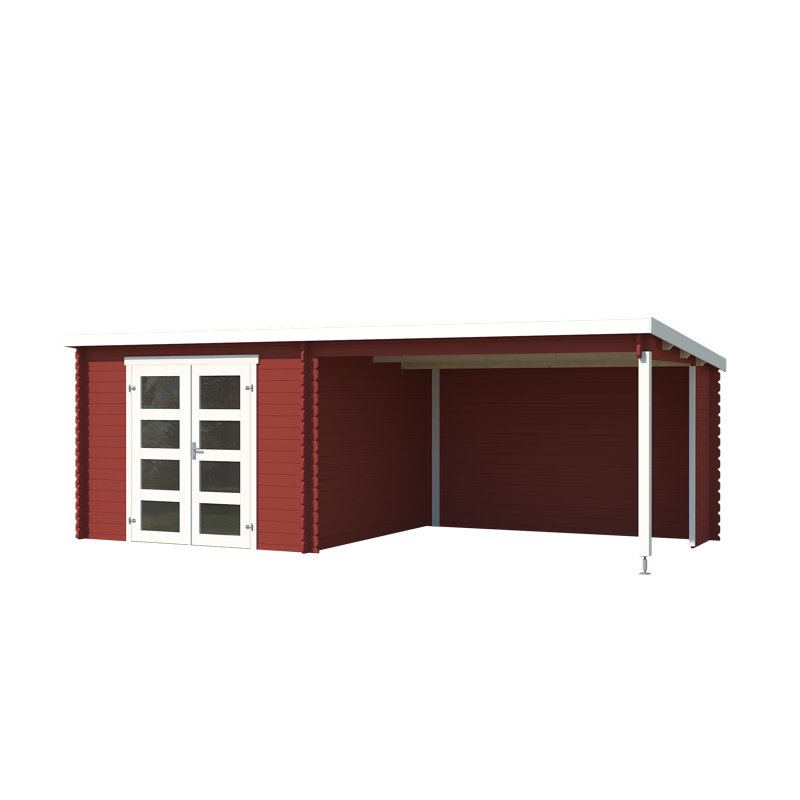 Lasita 275 - 20 x 10 Ft. Summerhouse With An Undercover Canopy (28mm), NOVIA PLUS SWEDISH RED