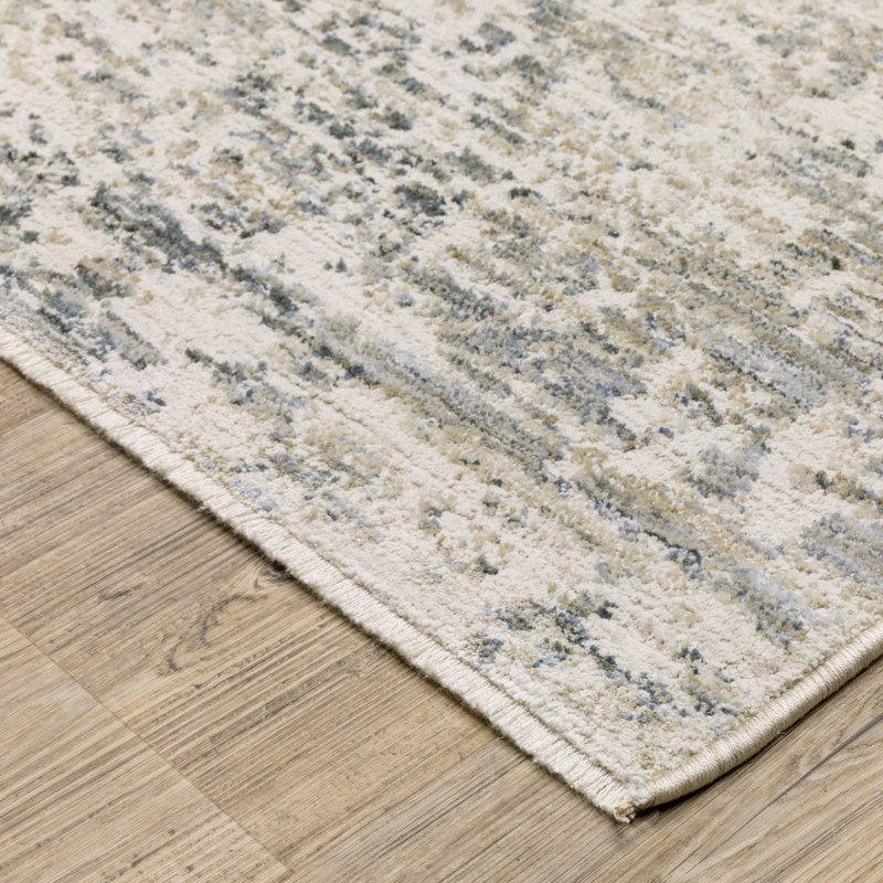 Tapis gris / bleu Gloria, Tapis de couloir 2 pi 7 po x 7 pi 7 po