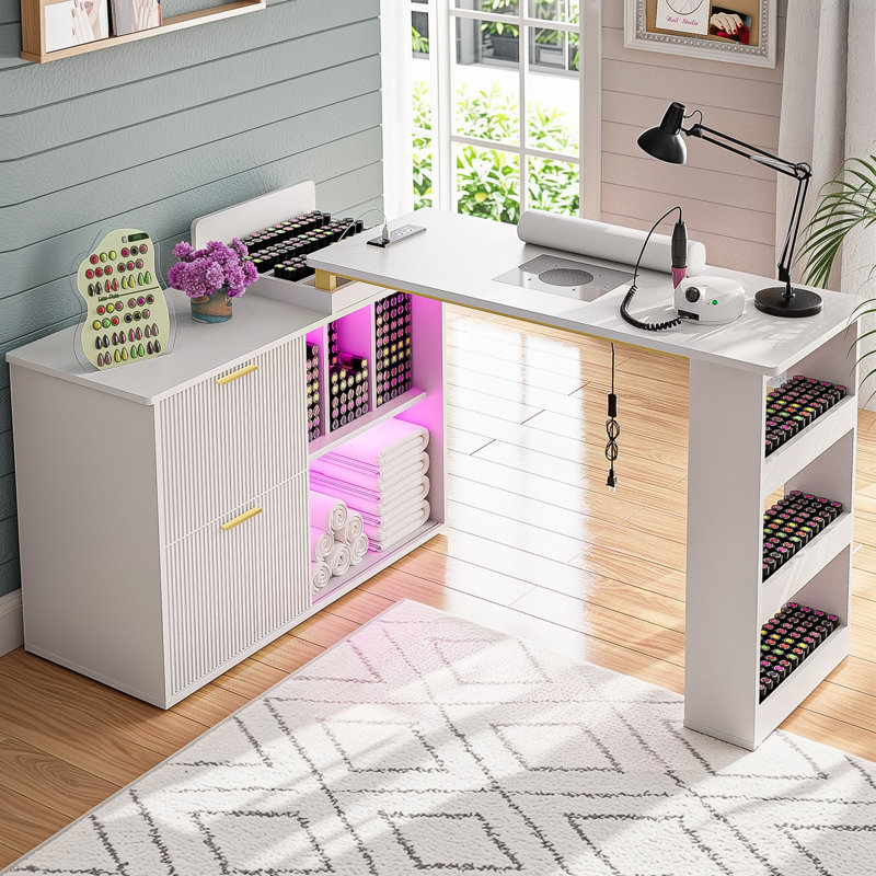 Bureau de manucure en L Kitwana, Blanc