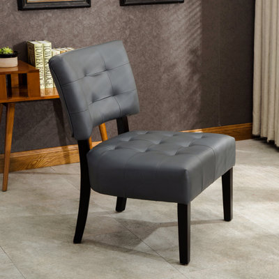 Blended Leather Tufted Accent Basic Accent Chair With Oversized Seating