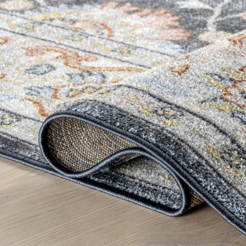 Breigh Medallion Bordered Machine Washable Area Rug, Rectangle 10' x 14'