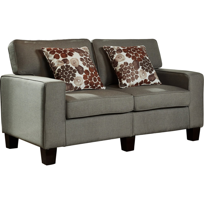 Belvidera 61" Linen Square Arm Loveseat, Light Brown