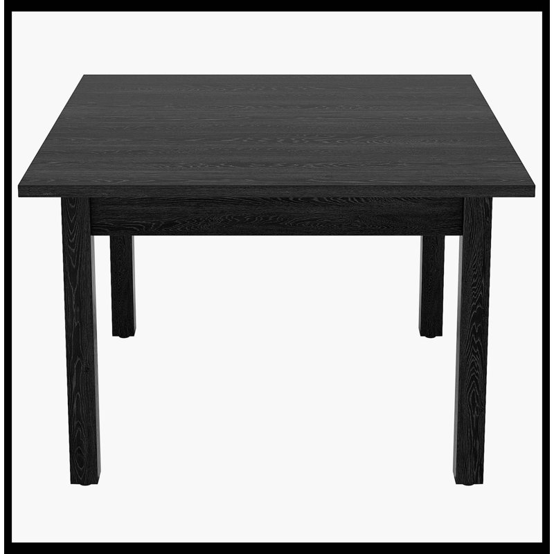 39.4" Square Dining Table Kitchen Table With Solid Wood Legs For 4, Black