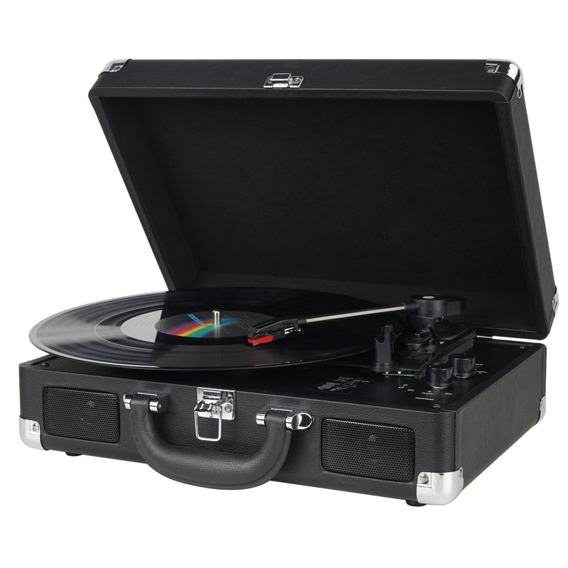Portable 3 - Speed Turntable Decorative Record Player, Red/Black