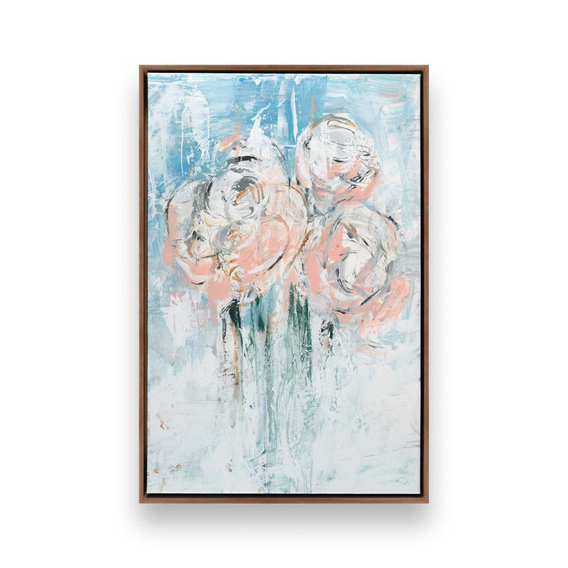 «Abstract Blush Bouquet II» par Ethan Harper, reproduction d'art, Brun, «Floater», reproduction encadrée sans passe-par