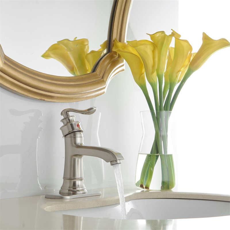 Single-Hole Single-handle Bathroom Faucet with Drain Assembly, Brushed Nickel