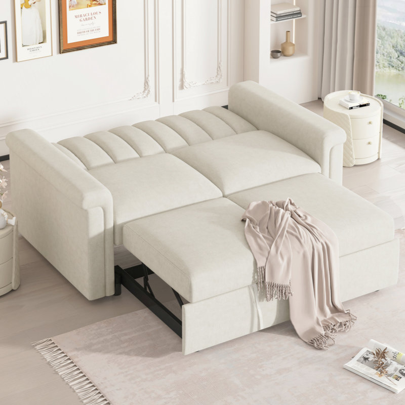 Canapé convertible polyvalent, Beige, H 31,55 po x l 63,05 po x P 35,05 po