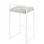 Tabouret de comptoir empilable en métal blanc avec coussin en tissu Cowboy gris clair - ensemble de 3