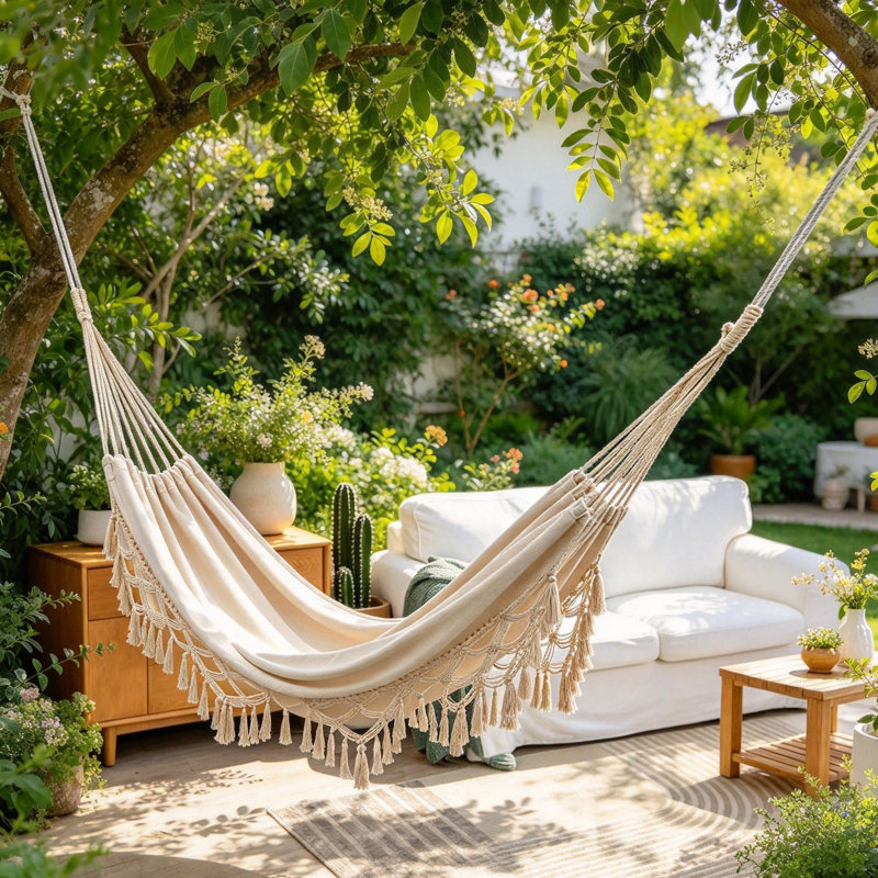 Boho Hammock with Elegant Tassels, 200 x 150 cm
