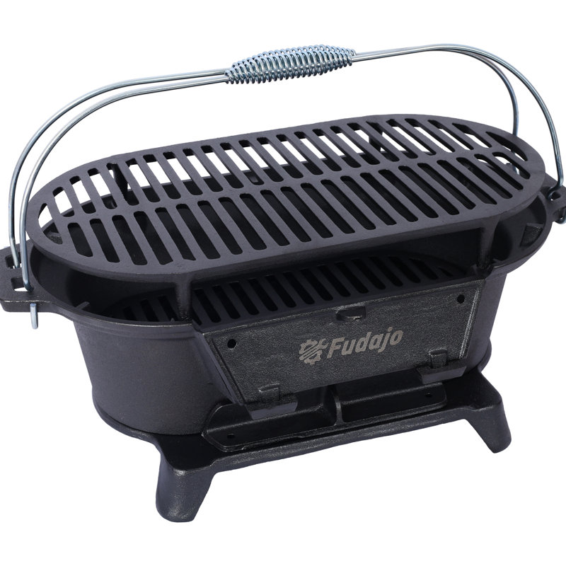 Plaque chauffante ovale en fonte - Barbecue portatif pour le camping et les barbecues 100% fer, enduit d'émail, avec contrôle de la température, chasse à la chaleur, rétention de chaleur, émaillé, grattage