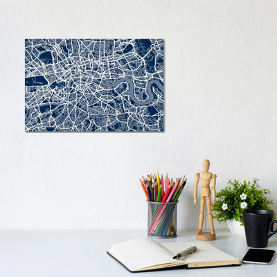 London Map VI by Michael Tompsett - 1 Piece Wrapped Canvas Wall Art