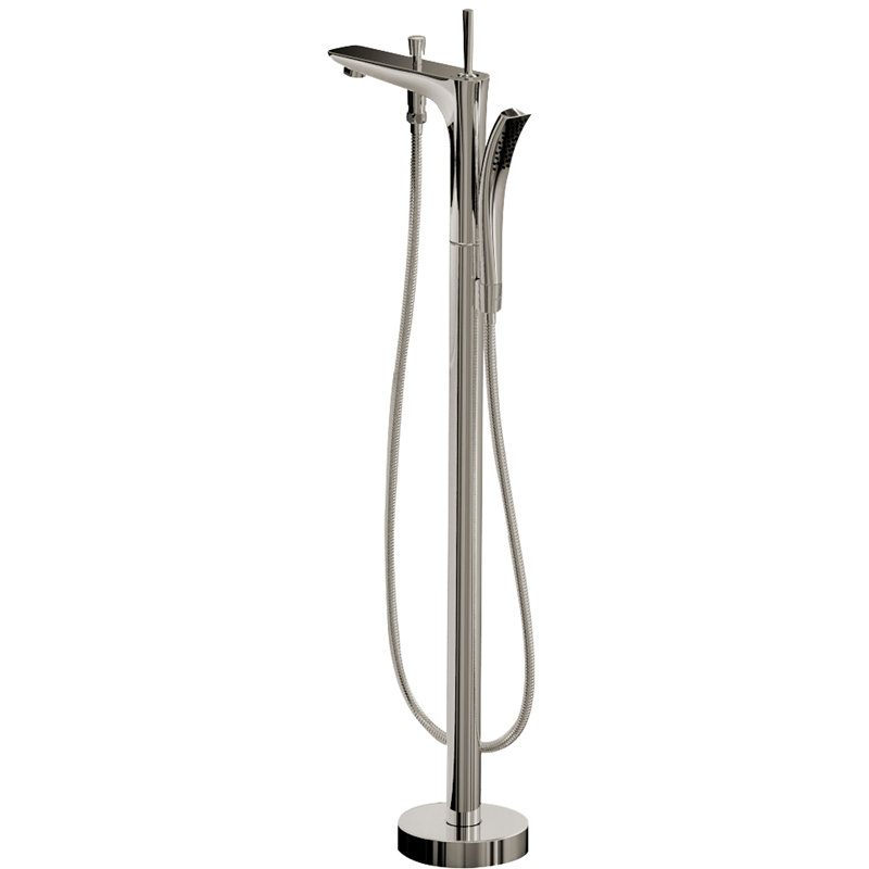 1 Handle Floor Freestanding Tub Filler with Diverter, Brushed Nickel