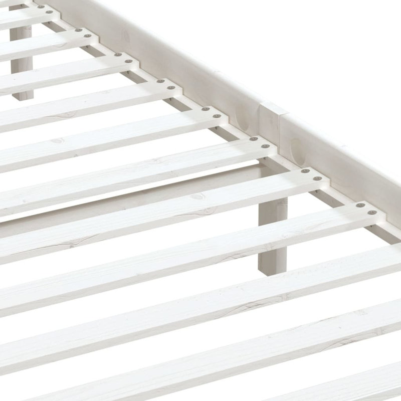 Bed Frame Solid Wood, white, Double (4'6)