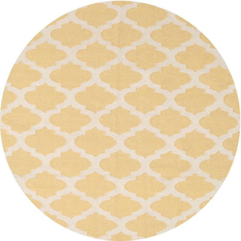 Tapis beige contemporain, Rond 7 pi x 7 pi