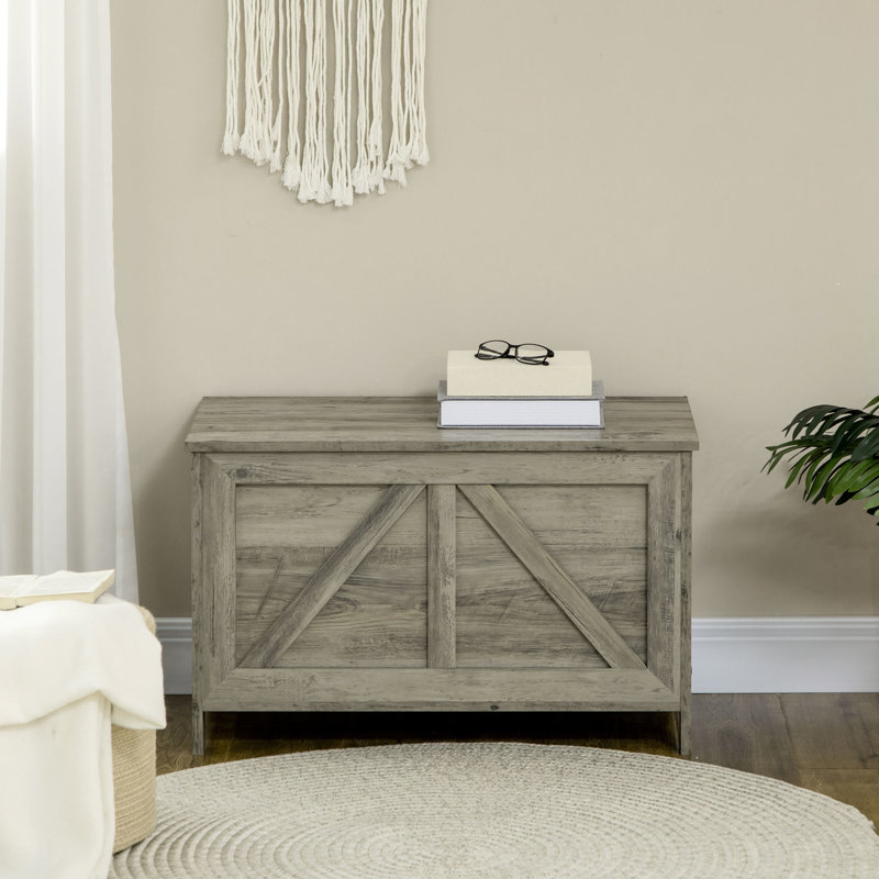 Coffre de rangement gris inspiré de 30 po avec coffre à charnière pour chambre à coucher, entrée et salon