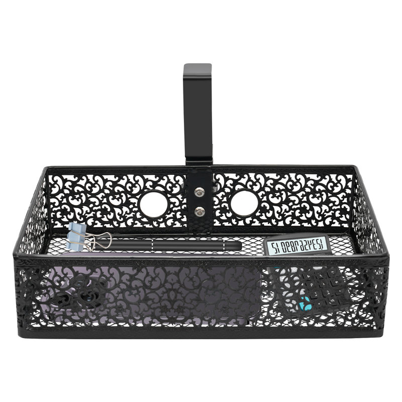 360° Rotatable Under Desk Storage Organizer, Black