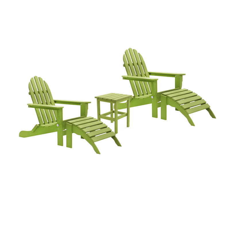 Leighton Foldable Outdoor Adirondack Set, Lime Green