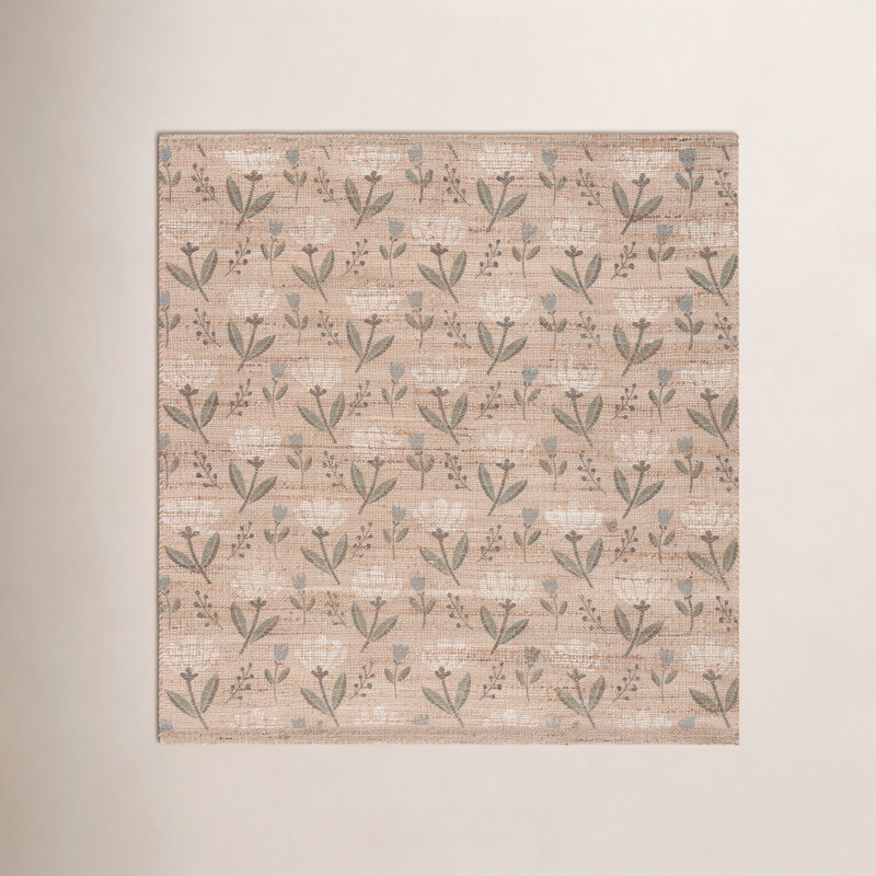 Hand-Woven Floral Jute Rug, 6'-0" x 6'-0" Square