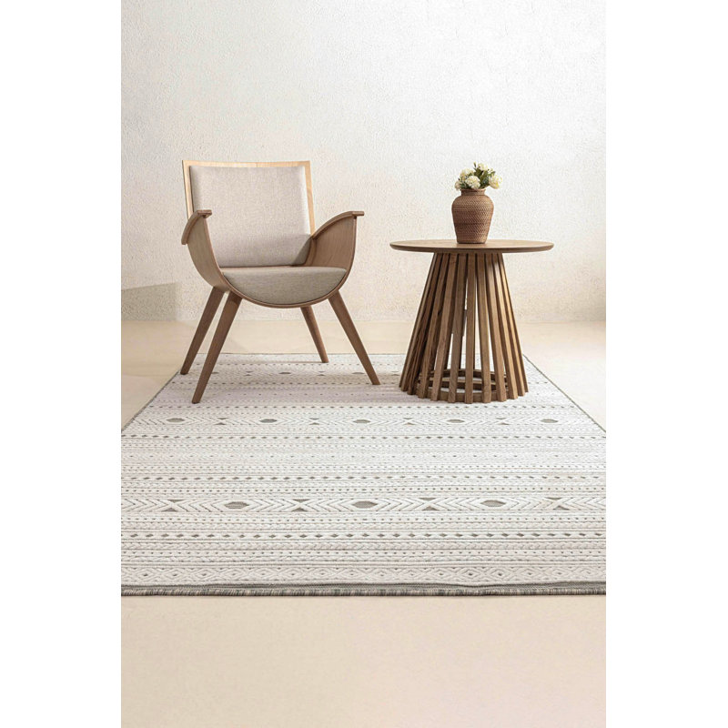 Luxueux tapis tissé à la machine de 6,6 x 9,5 pieds de couleur crème | 100% polypropylène, hauteur de poils de 0,2 po, base en coton / jute durable | Facile à nettoyer, facile à nettoyer, idéal pour le salon et la chambre à coucher