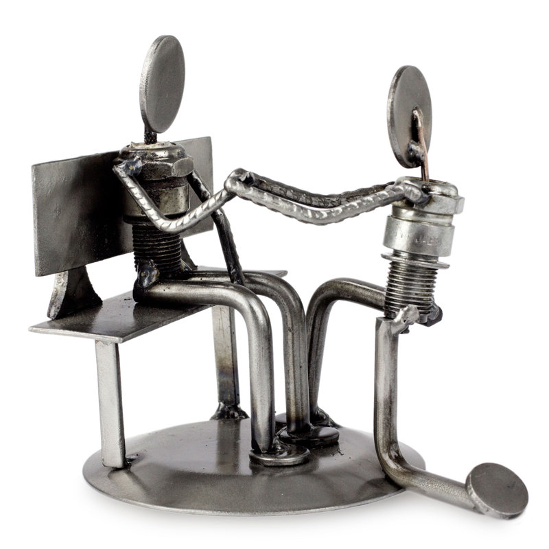 Figurine d’engagement de mariage en métal recyclé rustique Frantz