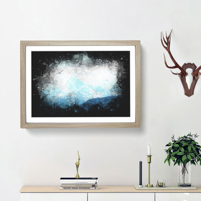 Eagle Flying By Mountain In Nepal Paint Splash - Framed Print