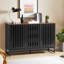Commode de chambre moderne en noir avec 3 grands tiroirs et 4 tablettes en métal
