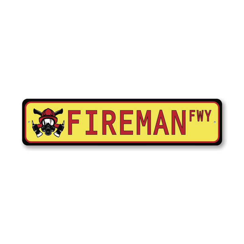 Plaque en aluminium Fireman Street, H 4 po x l 18 po x P 0,04 po