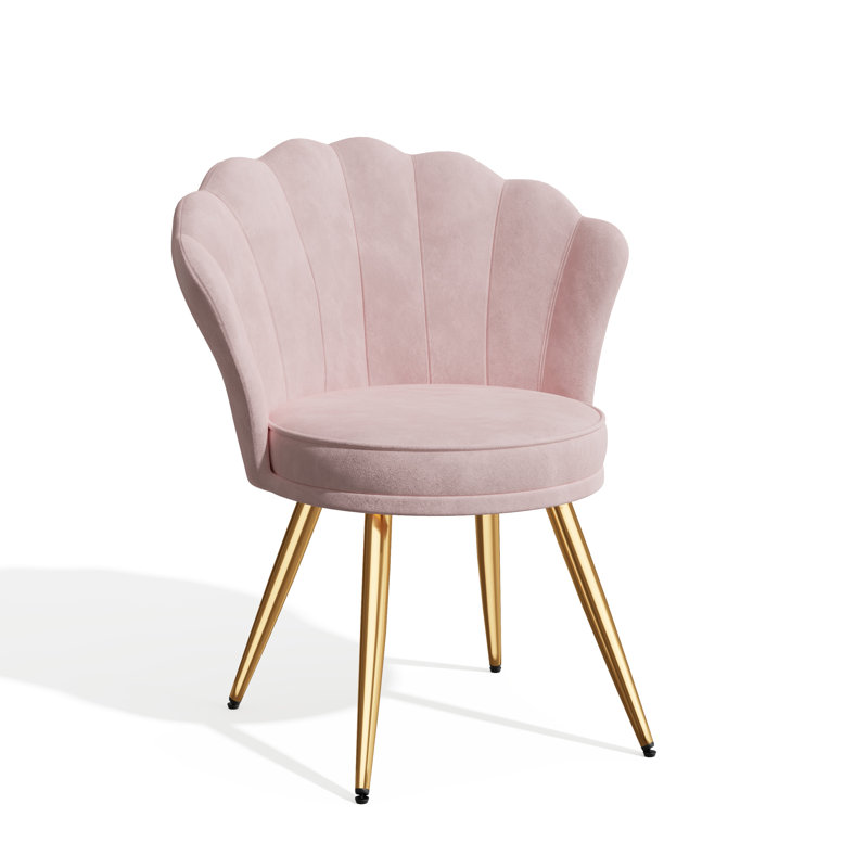 Fauteuil d'appoint en velours avec pieds dorés, dossier rembourré de 18,5 po de large avec siège et dossier rembourrés - Fauteuil de coiffeuse moderne et confortable pour chambre à coucher, salon, salle de maquillage, petits espaces