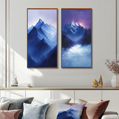 «Alaska Snow Capped Summits At Twilight I», collection de 2 panneaux de paysages sur toile