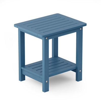 Double Layer Adirondack Side Tables, 16" Weatherproof HIPS Square End Table for Patio, Pool & Porch, Navy