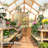 6' x 8' Wooden Walk-in Greenhouse Kit, Outdoor Greenhouse with 4mm Polycarbonate Panels, Adjustable Roof Vent & Lockable Door, Backyard Garden Greenhouse-124440752