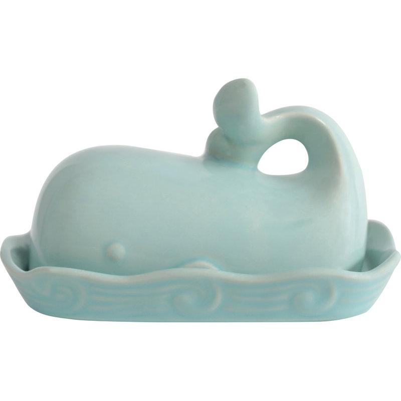 Birch Lane™ Leonida Ceramic Butter Dish, Light Blue