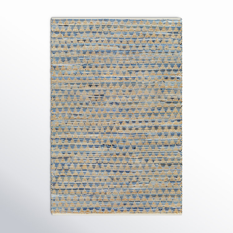 Handmade Blue, Beige, Tan Rug