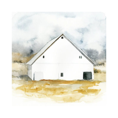 White Barn Watercolour IV by Victoria Barnes - Wrapped Canvas Painting