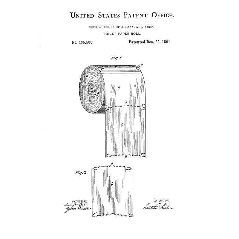 «Bath Time Patents VI» par Studio W - reproduction sur toile tendue, H 48 po x l 32 po