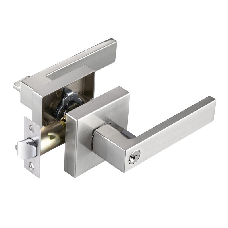 Intérieur des poignées de porte à clé, intérieur des poignées de porte, poignée de porte en nickel avec levier réversible, ensembles de serrures de porte identiques pour la chambre à coucher, ensembles de serrures de porte robustes, nickel satiné