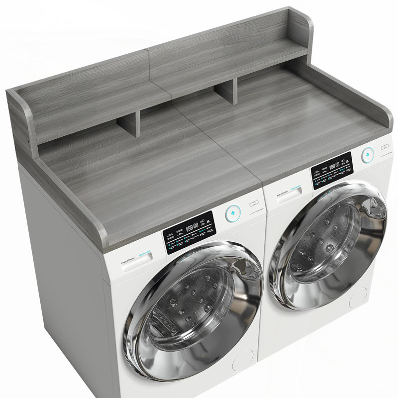 Washer Dryer Countertop with Edge, Double Layer Organizer for Laundry Storage, 54\, Gray White