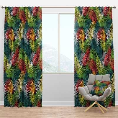 Panneau de rideau simple semi-diaphane avec passe-tringle Tropical