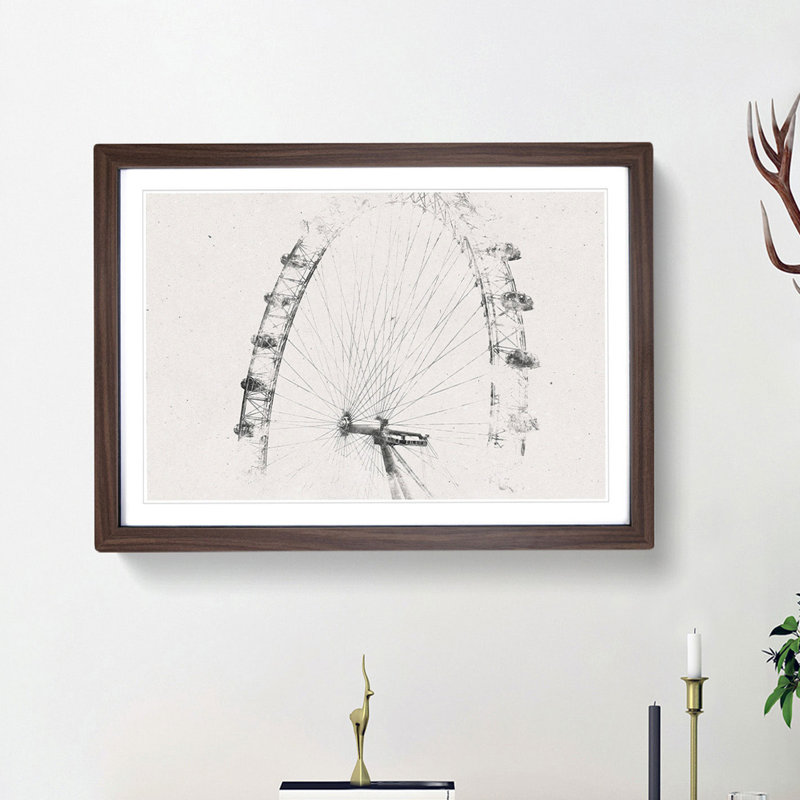 The London Eye London - Framed Print, Walnut Framed, 45cm H x 63cm W x 2cm D